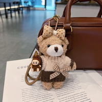 En gros Mini porte-clés ours en peluche marron, pendentif pour sac et voiture, accessoire de porte-clés