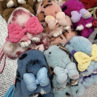 Nouvelle Peluche Lapin Mignon et Moelleux à Pois Léopard, Porte-clés Personnalisable, Cadeau Promotionnel, Pendentif Lapin