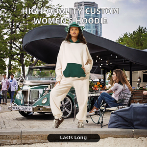 เสื้อฮู้ดสวมหัวสำหรับผู้หญิงเสื้อมีฮู้ดแบบปักโอเวอร์ไซส์ใส่ลำลองผ้าฝ้าย100% เป็นมิตรต่อสิ่งแวดล้อมสำหรับฤดูใบไม้ร่วง - Product Image 2