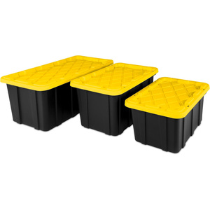 Black Body Yellow Lid Plastic Storage Tote Bin <b>Box</b> - Product Image 4
