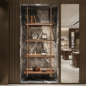 Mensola Espositiva a Parete Moderna in Acciaio Inossidabile Dorato a Più Livelli, Decorazione da Parete per Soggiorno, <span class=keywords><strong>Bagno</strong></span>, Utensili per Compleanno - Product Image 1