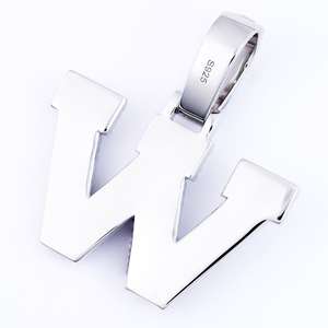 Colgante de Plata 925 con Inicial M, Moissanita VVS, Baño de Oro Blanco, Certificado por Terceros, Engaste de Garra, Joyería de Regalo Estilo Hip Hop - Product Image 2