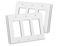 Cubierta de placa de pared de 3 tomas, interruptor y cubierta de enchufe, material de PC, cubierta de toma dúplex, cubierta blanca brillante, moderna