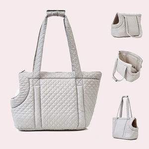 Taşınabilir sonbahar ve kış Ultra hafif kapitone pamuk evcil hayvan taşıyıcı Tote çanta bir omuz kedi giden çanta - Product Image 6