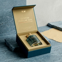 Boîte à parfum rigide de luxe personnalisée, style livre vert magnétique, pour une seule bouteille, présentation élégante