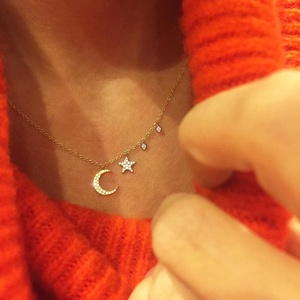 Anillo de Plata de Ley 925 con forma de luna y Estrella, gargantilla de plata de ley 2020 - Product Image 2