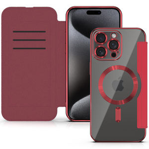Lujo chapado a prueba de golpes tarjeta bolsillo magnético libro Flip cuero cartera contraportada para IPhone 15 <span class=keywords><strong>Pro</strong></span> Max 14 Plus <span class=keywords><strong>13</strong></span> 12 11 Xs Xr - Product Image 2