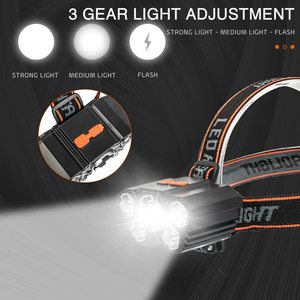 USB 충전식 <span class=keywords><strong>LED</strong></span> 헤드랜턴 <span class=keywords><strong>5</strong></span>구 3모드 조절 경량 작업용 헤드라이트 - Product Image 4