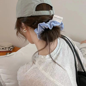 Shily&OS Coleteros Franceses Retro a Rayas, Lazos Grandes de Tela para el Cabello, Diademas Elegantes y Voluminosas, Accesorios de Moda Suaves para el Cabello - Product Image 3