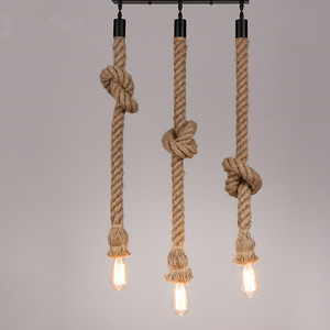 Nuova Lampada a Sospensione Vintage in Corda di Canapa Nera ILED, Illuminazione per le Festività - Product Image 3