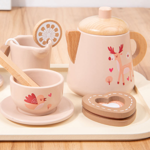Bambini in legno fingono di giocare giocattoli simulano scena del tè pomeridiano educazione prescolare Puzzle divertente cibo da cucina genitore-bambino - Product Image 3