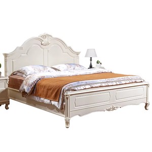 Letto in Legno Massello Intagliato Stile Americano, Bianco, Arredamento per Camera da Letto Principessa, Letto Matrimoniale per Coppie - Product Image 5