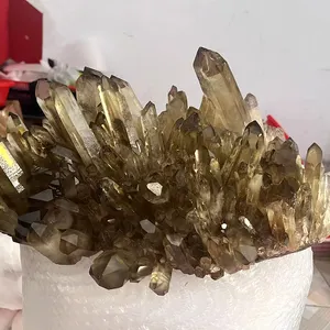 Wholesale Bulk Natural Large Smoky Citrine Cluster Yellow Quartz Crystal Clusters For Decoration