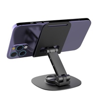 Soporte de Teléfono Ajustable en Altura de Aleación de Aluminio, Base Estable con Rotación de 360° para Escritorio y Oficina, para Teléfonos Móviles y Tabletas