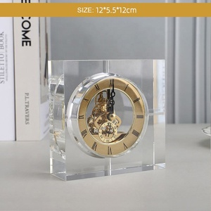 Dilu Tùy Chỉnh Pha Lê Bảng Đồng Hồ Vòm Trái Tim Kim Cương Kim Tự Tháp Cổ Điển Vàng Quay Số Vòng Glass Đồng Hồ Cho Đám Cưới Máy Tính Để Bàn Quà Tặng - Product Image 4