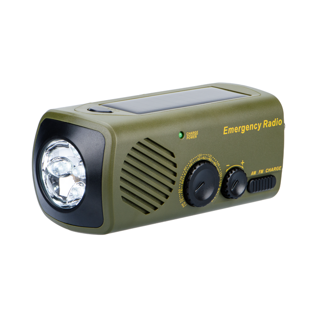 WOSEN Wholesale Model Radio Solar Power Hand Crank Charging Floodlight LED Torch High Power ABS IP66 Waterproof 1000 Lumens