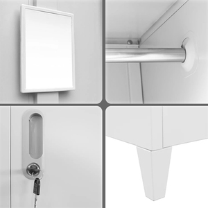 Großhandel Schlafzimmermöbel Stehende Beine Stahlschrank Vertikal 2 Türen Aufbewahrung Kleiderschrank Stahl-Schrank Metall-Schließfach - Product Image 5