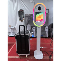 Dispositif de photomaton portable de forme ovale avec support d'imprimante, facile à assembler, compatible avec les iPad et les appareils photo reflex numériques, ventilateur intégré