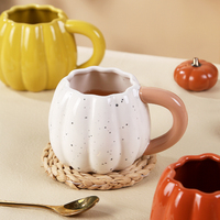 Offre Spéciale personnalisé moucheté glaçure petit déjeuner lait tasse à thé halloween citrouille café tasse en céramique avec poignée ronde