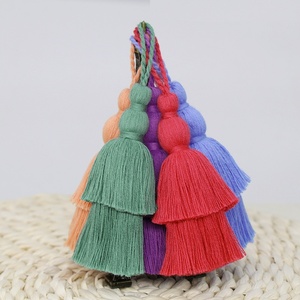 12cm Double couche coton gland frange maison <span class=keywords><strong>Textile</strong></span> suspendu bricolage vêtements accessoires avec perles de soie pour vêtements - Product Image 3