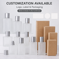 Flacon de parfum en verre givré personnalisé, 30 ml, 50 ml, 100 ml, flacon de parfum rectangulaire plat vide avec bouchon argenté