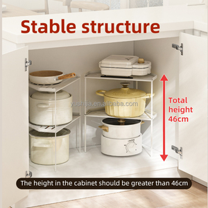 Organizador de armario de almacenamiento de cocina apilable Yushijia debajo del fregadero, bandeja de esquina y estante para ollas - Product Image 3