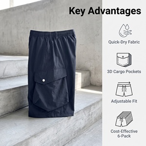 Shorts cargo mi-longs pour hommes, style urbain, lot de 6 tailles mixtes <span class=keywords><strong>32</strong></span>-<span class=keywords><strong>34</strong></span>, séchage rapide, multi-poches, style techwear, pantalon décontracté ample d'été, prêt à expédier - Product Image 2