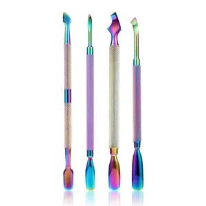 Nail Cuticle Tools Kits Rainbow Cuticle Pusher Nail Care Beauty Tool Stainless Steel Rainbow Nail Pusher