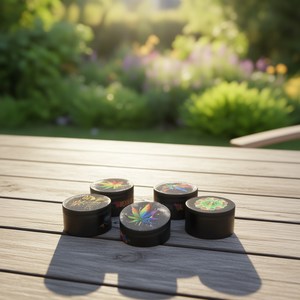 <b>Grinder</b> Metal 4 Piece Set With Colorful Leaf Design For <b>Herb</b> Grinding - Product Image 3