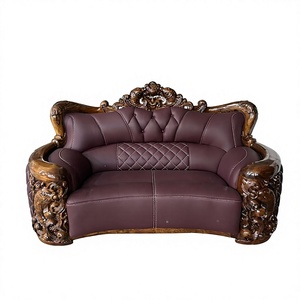 Sofá de Cuero de Diseño Europeo Moderno con Respaldo Acolchado y Brazos Curvos, Estructura de Madera Maciza, para Uso en Hoteles - Product Image 1