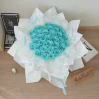 Romantisch Tiffany Blauw Rond Ge conserveerd Echt Rozenboeket Aanpasbaar Eeuwigdurend Bloemenboeket Valentijnsdag Cadeau voor Huisdecoratie
