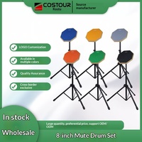 Ensemble de pads d'entraînement silencieux pour batterie de 8 pouces avec tapis silencieux et plateau de percussion en gel de silicone, fabriqué à Guangdong, vente en gros