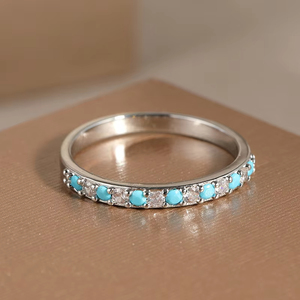 ZhuQian Vente en gros de 3 pièces/ensemble, bague élégante et délicate pour femmes, turquoise carrée, zircon scintillant, plaqué argent vintage, ensemble de bagues de <span class=keywords><strong>mariage</strong></span> - Product Image 3