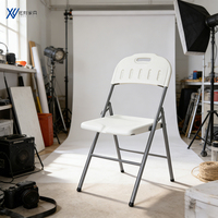 Chaises pliantes pour événements, haut de gamme, empilables, en PP + métal, pour mariage, extérieur, camping, événements, fêtes
