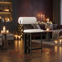 MX377 #   Tabouret de bar au design moderne en bois massif avec dossier en cuir noir, durable et écologique, pour bar à domicile, salle à manger, restaurant, hôtel