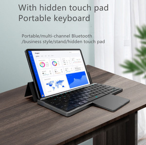New Mini <b>Wireless</b> USB Type-C Foldable <b>Keyboard</b> with Touchpad Removable Cover Folding Stand Rechargeable US Layout <b>keyboard</b> - Product Image 2