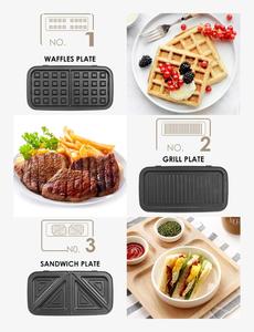<span class=keywords><strong>Piastra</strong></span> Elettrica 3 in 1 da 1200W in Acciaio Inox per Sandwich, Waffle e Grill con 3 Piastre Rimovibili e <span class=keywords><strong>Tostapane</strong></span> per Sandwich Profondi - Product Image 2