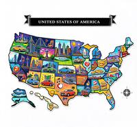 Carte des États-Unis à gratter personnalisée en gros pour les concierges d'hôtel et les activités des clients
