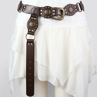 Ceinture de taille polyvalente à texture saisonnière, style ethnique rétro, avec boucle en alliage à rivets, pour femme, décontractée et décorative