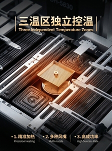 สถานีบัดกรีลมร้อนอัจฉริยะ 5200W รุ่นใหม่ สแตนเลสสตีล ระบบทำความร้อนอัตโนมัติ 3 โซน สำหรับเปลี่ยนชิ้นส่วน BGA แล็ปท็อป/เดสก์ท็อป/เอกซ์บอกซ์/พีเอส3 - Product Image 5