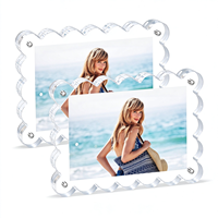 Cadres photo rectangulaires magnétiques en acrylique transparent et écologique, à bords festonnés, imprimés UV, pour décoration intérieure, cadeau