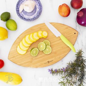 Bamboo Cutting Board Rugby Ball <b>Shape</b> Wooden Kitchen Chopping <b>Block</b> Fruit Serving Tray Customizable Size - Product Image 2