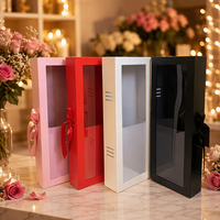 Boîtes à fleurs personnalisées avec fenêtre haute, emballage cadeau avec ruban en satin, carton pour fleurs à longues tiges