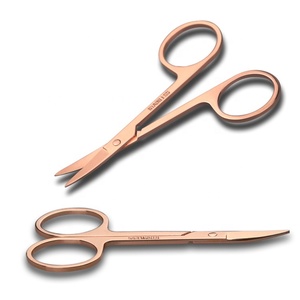 Tijeras profesionales de acero inoxidable para cejas y uñas negras con hoja curva - Product Image 1