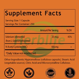 ODM/OEM Vente chaude de capsules de NAC (N-acétylcystéine) 600 mg avec sélénium pour la protection contre les radicaux libres et le maintien de la santé cellulaire - Product Image 2