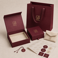 Boîte à bijoux en carton de luxe avec logo personnalisé, insert en velours pour bague, collier, bracelet, emballage cadeau