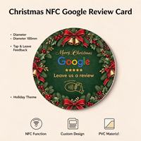 Autocollant de table NFC de Noël pour avis Google, rond, pour entreprises et commerces, étanche, durable, avec logo et texte personnalisables