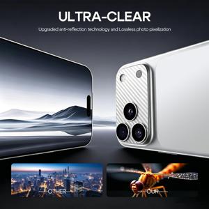 Protector de Lente de Cámara con Patrón de Fibra de Carbono Personalizado por el Fabricante para iPhone 17 Pro Max, Película Protectora de Lente AR de Alta Claridad con Cobertura Total - Product Image 2