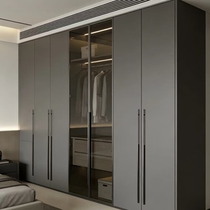 Armario <span class=keywords><strong>de</strong></span> Dormitorio BALOM Moderno, Personalizado, Minimalista, Versátil, Ecológico, <span class=keywords><strong>de</strong></span> Gran Capacidad, con Revestimiento <span class=keywords><strong>de</strong></span> Madera y Vidrio - Product Image 1