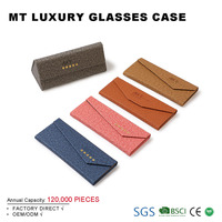 Estuche de Gafas de Sol con Logotipo Personalizado en Cuero, Juego de Estuches para Gafas de Sol Plegables Triangulares